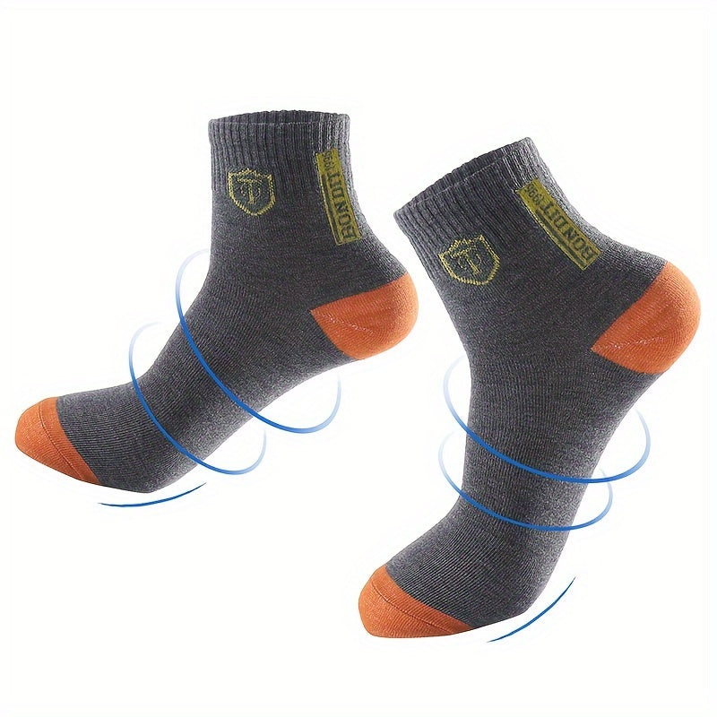 [Breathable Crew Socks] 6pcs LIJIE Men's Breathable Crew Socks | Comfortable Polyester & Spandex Blend, Casual Business Style with Letter Print, Assorted Colors, Versatile Dress Socks