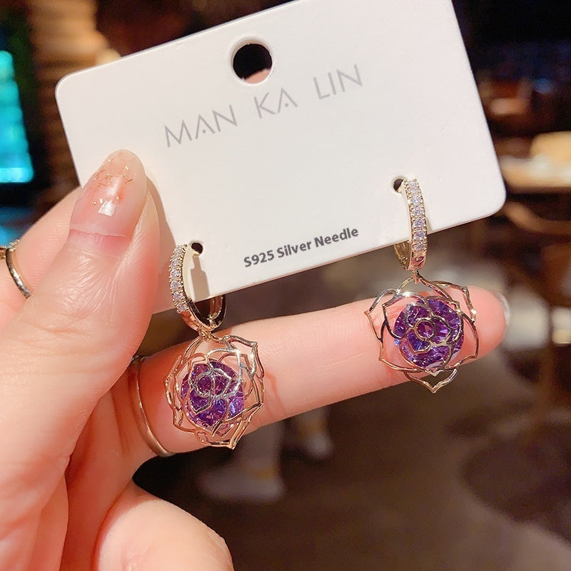 Elegant Simple Zircon Female Earrings