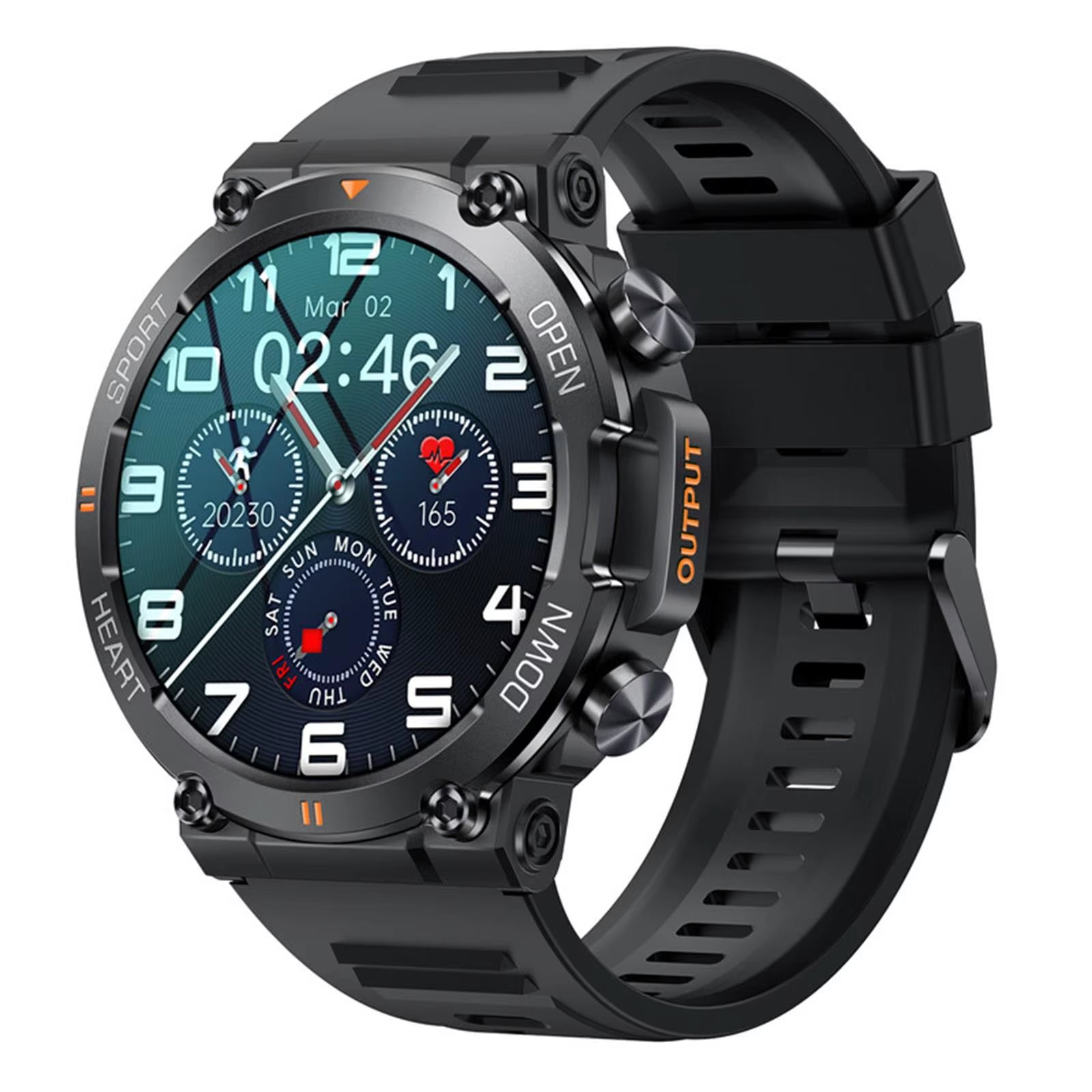 K56Pro Men's Smart Watch with Heart Rate Monitor, Bluetooth Connectivity, 400mAh Long Battery Life, 1.39-Inch HD Display, Ideal for Outdoor Sports