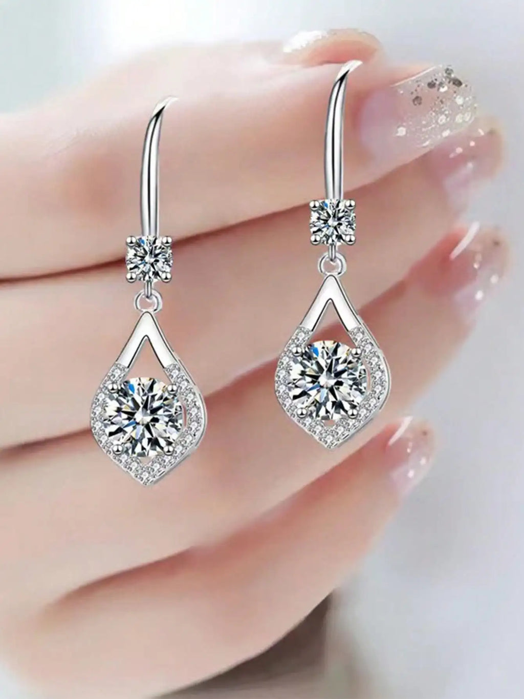 Women's 1 Carat Moissanite Earrings 925 Sterling Silver