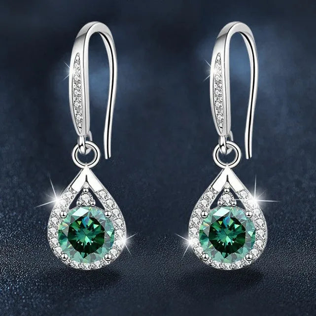 Moissanite Ring, 925 Sterling Silver Water Drop Necklace, Stud Earrings Accessory Set, High-end Three-piece Set