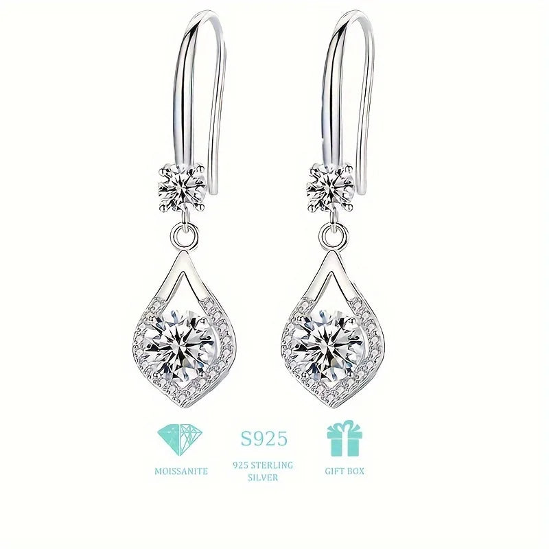 Women's 1 Carat Moissanite Earrings 925 Sterling Silver
