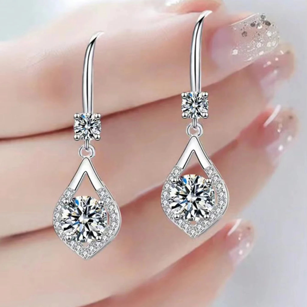 Women's 1 Carat Moissanite Earrings 925 Sterling Silver