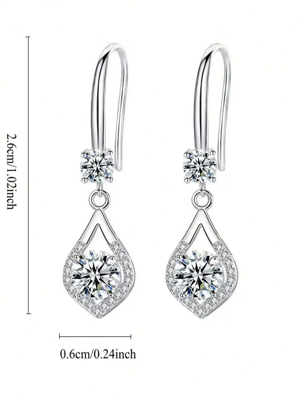 Women's 1 Carat Moissanite Earrings 925 Sterling Silver