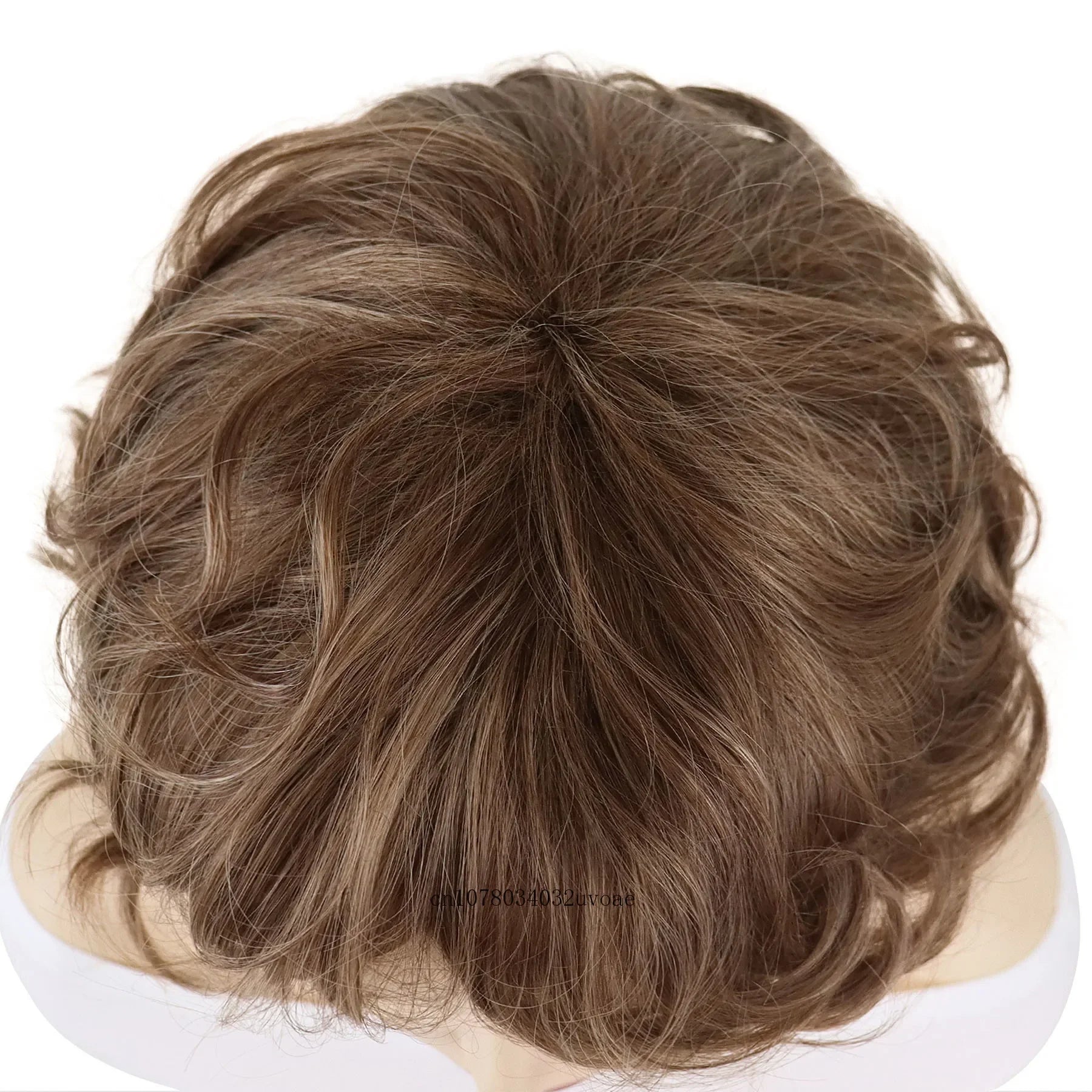 Brown Curly Wig with Bangs Synthetic Short Wigs for Women