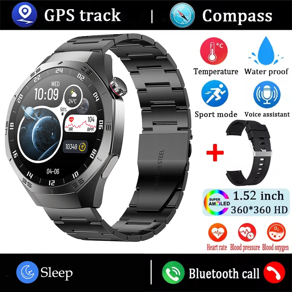 2025New For Android and ios Smart Watch Men AMOLED Screen GPS Motion