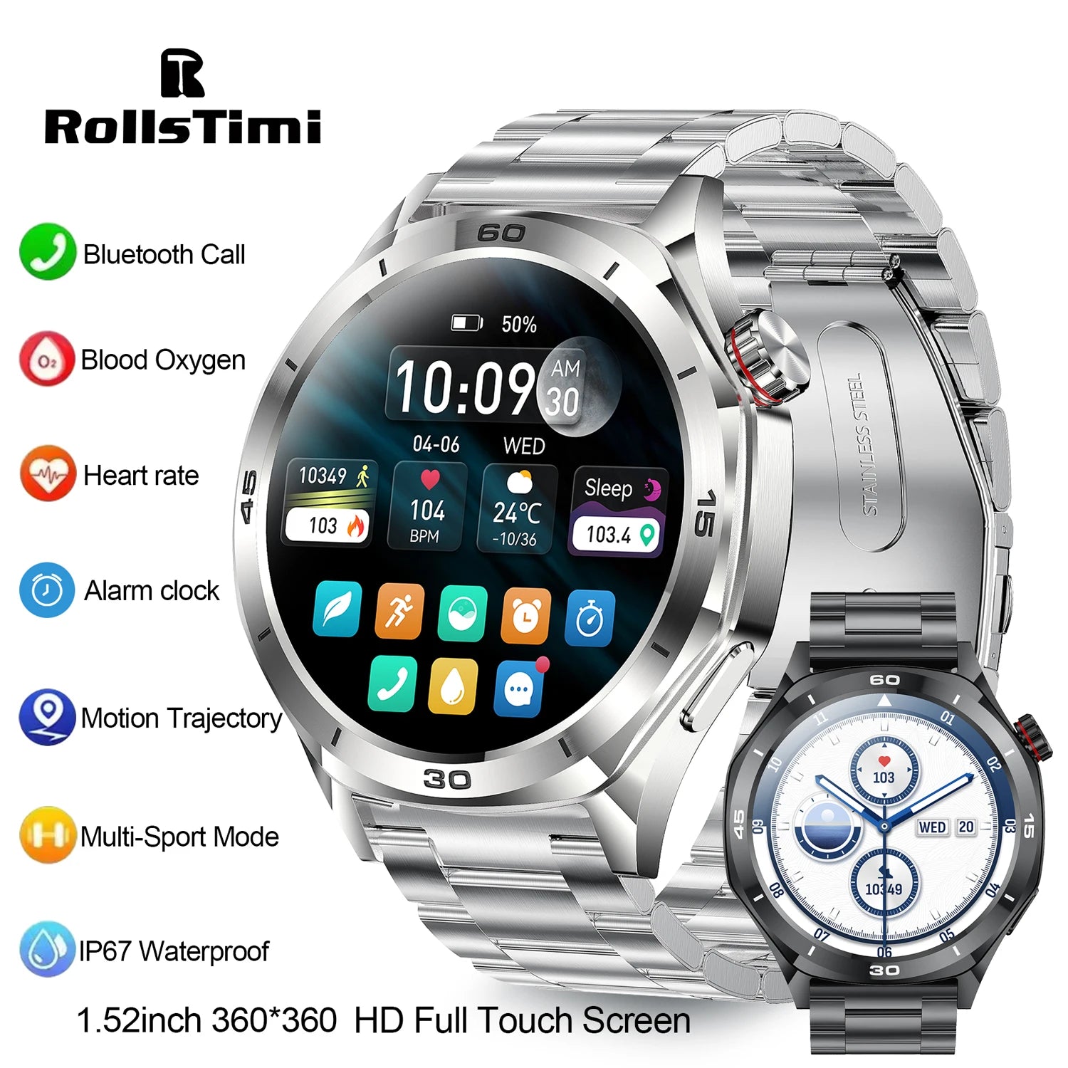 New Smartwatch RollsTime Smart Watch Man HD
