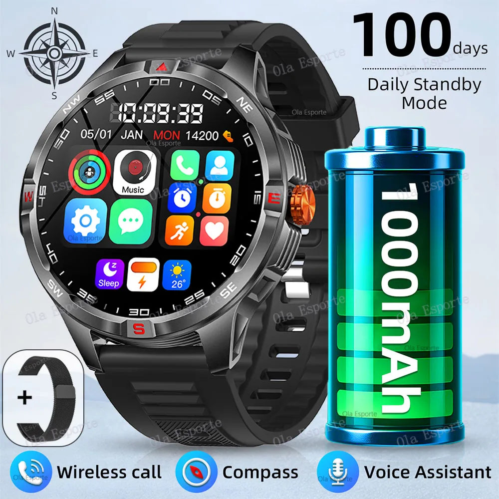 Smart Watch  Compass Waterproof Health Sleep Monitoring Large Battery Capacity