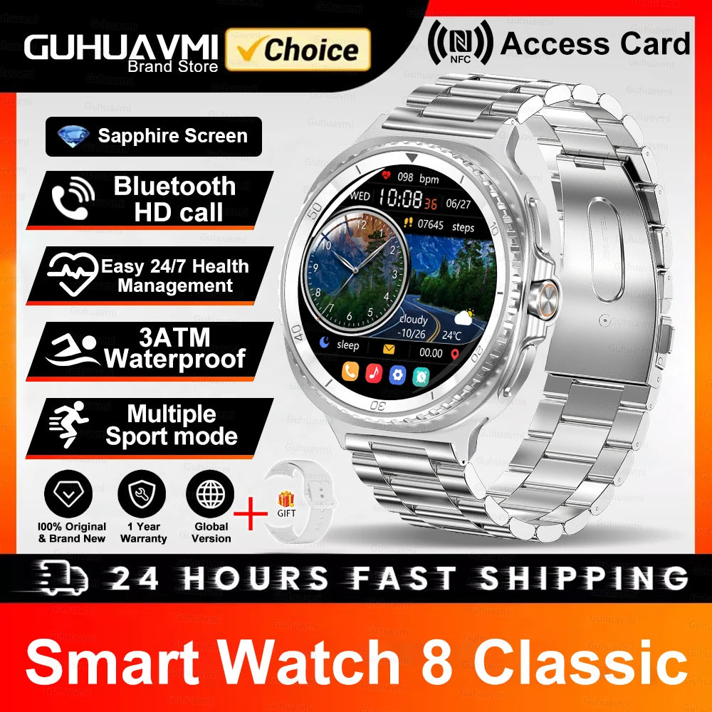 Hot SmartWatch 8 Men AMOLED Screen Bluetooth Call Watch GPS