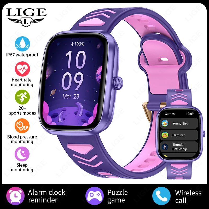 LIGE  Kids Smart Watch Child HD Touch Screen Games Smartwatch