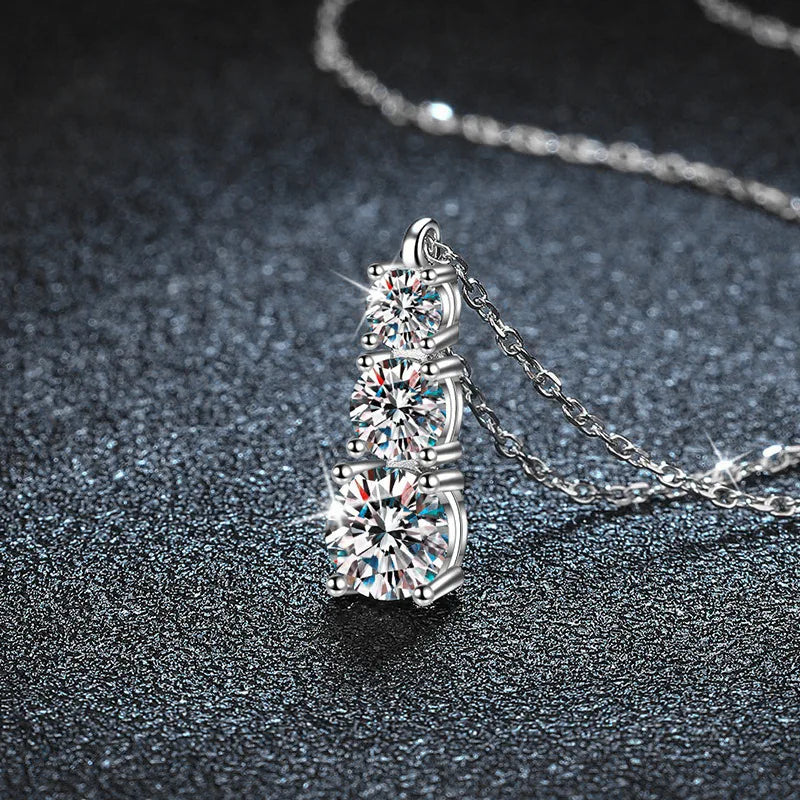 TY Real 925 Sterling Silver Moissanite Women's Pendant Necklace 1.8 Carat D Color Moissanite with Certificate Luxury Jewelry