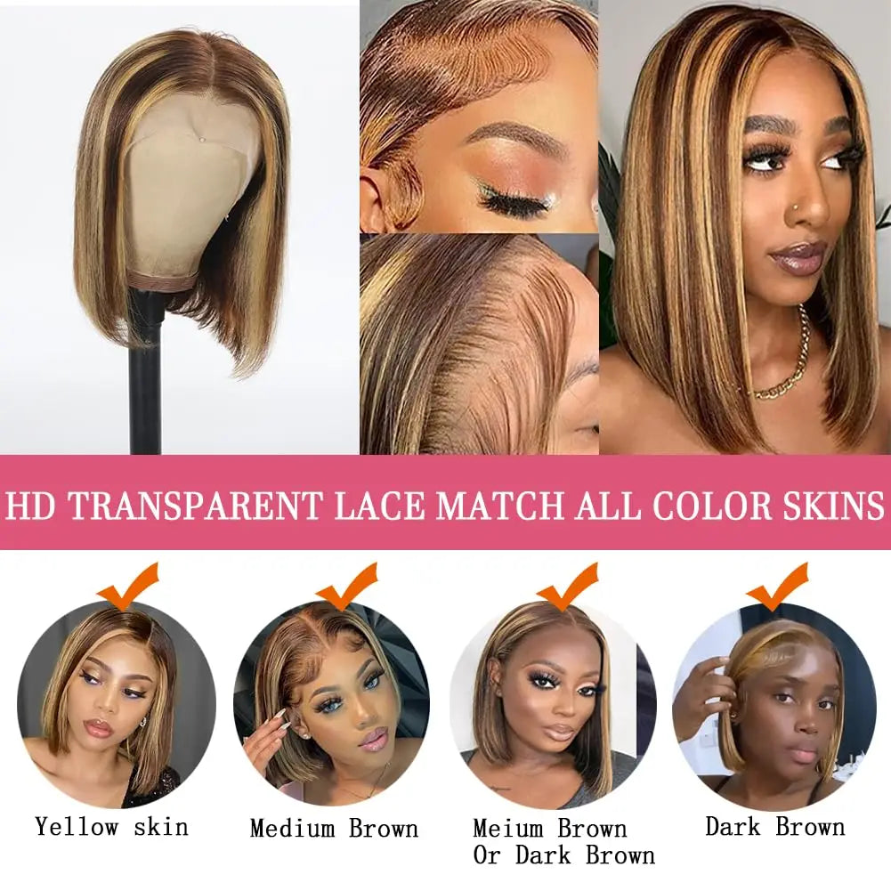gluelss wear to go  Highlight  wig Hair Straight 13x4 Lace Front Human Hair Wig