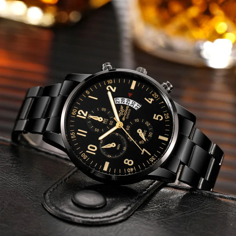 Men Business Watches Fashion Steel Band Male's Quartz Watch Calendar Watch Relogio Masculino Reloj Hombre