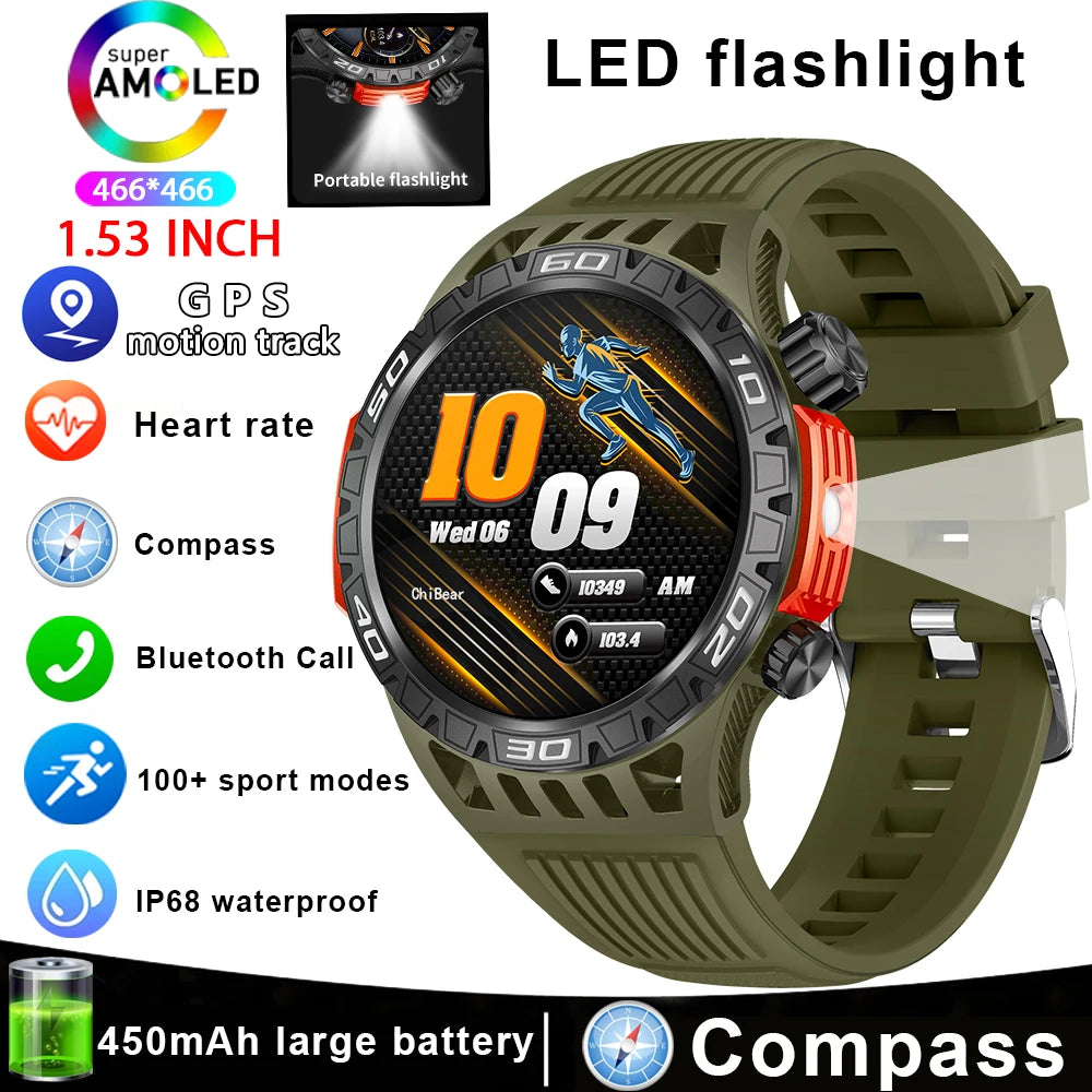 Smart Watch Men With LED Lighting Compass Sports Fitness