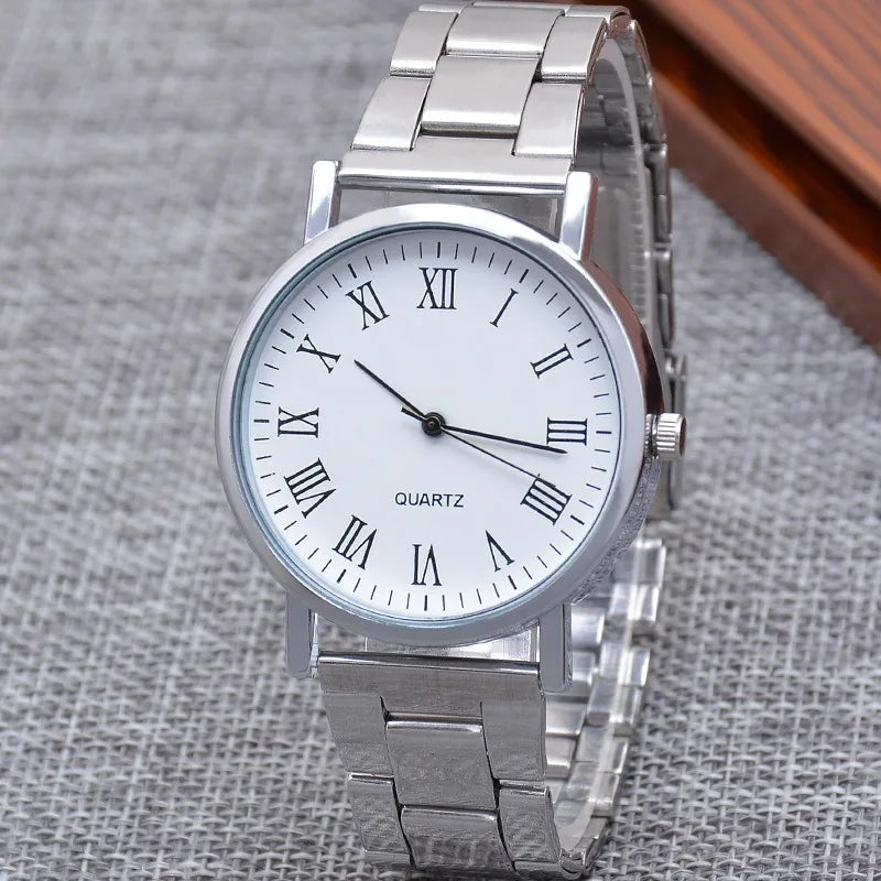 Men's Watch Fashion Casual Quartz Watches Steel Band Wrist Watches Silver Elegant Man Atmosphere Mens Watch Reloj Hombre