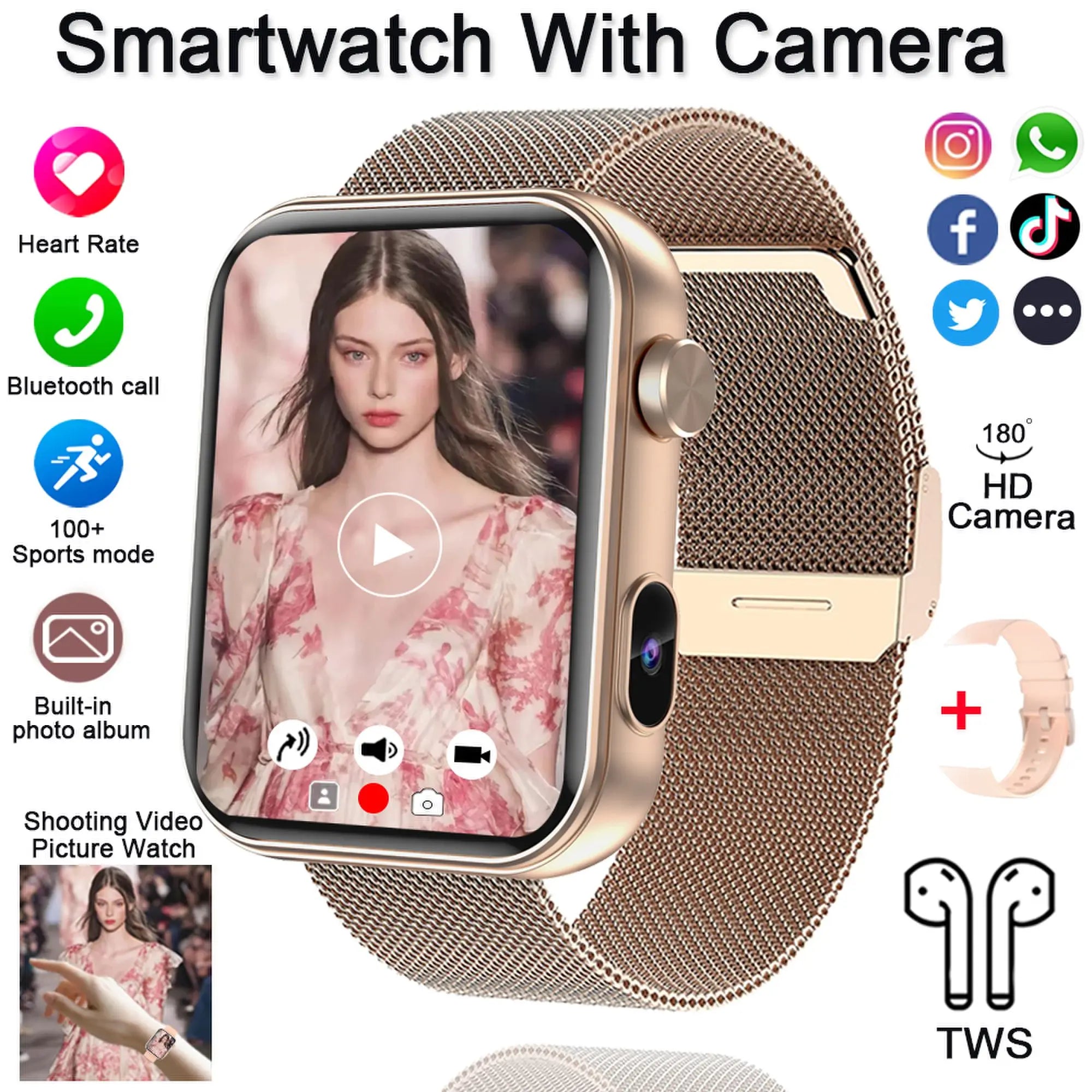 New Smart Watch Men Women Camera Take Photos Record Video