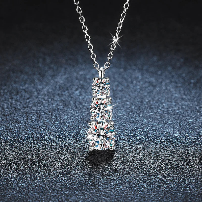 TY Real 925 Sterling Silver Moissanite Women's Pendant Necklace 1.8 Carat D Color Moissanite with Certificate Luxury Jewelry