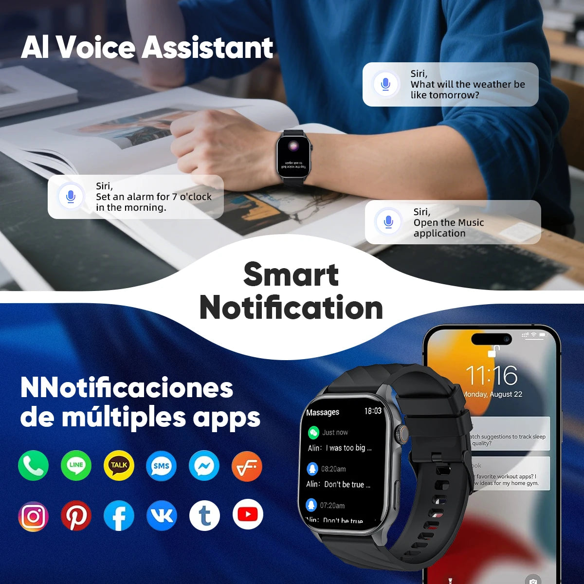 New Smart Watch Bluetooth Calling Music Playback Smartwatch