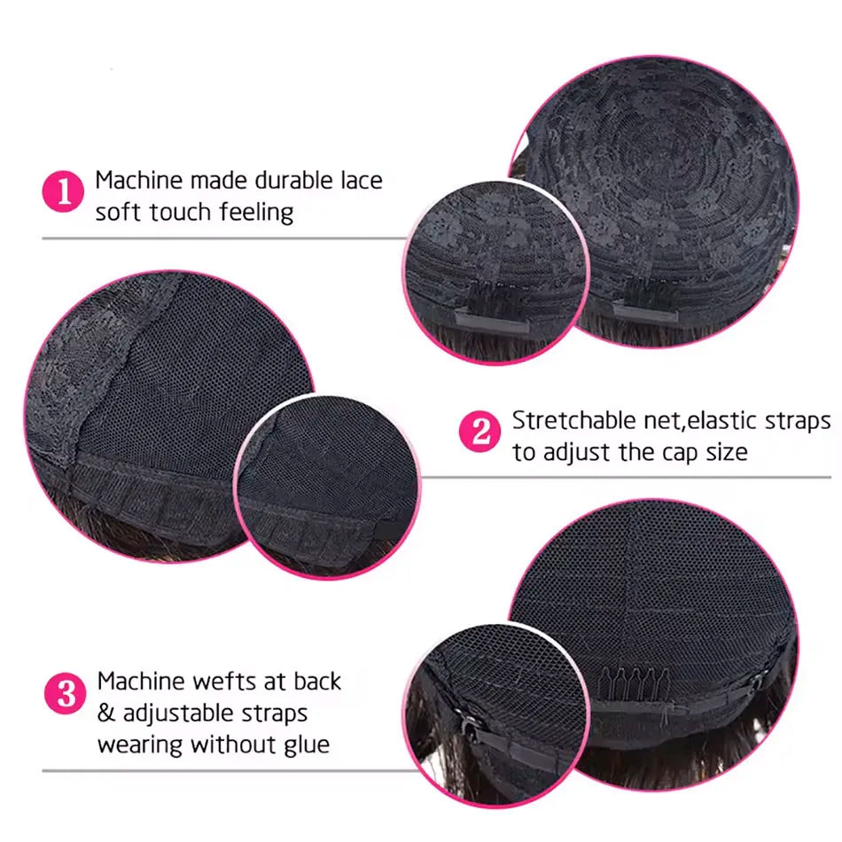 Kinky Curly Human Hair Wig with Bangs for Women