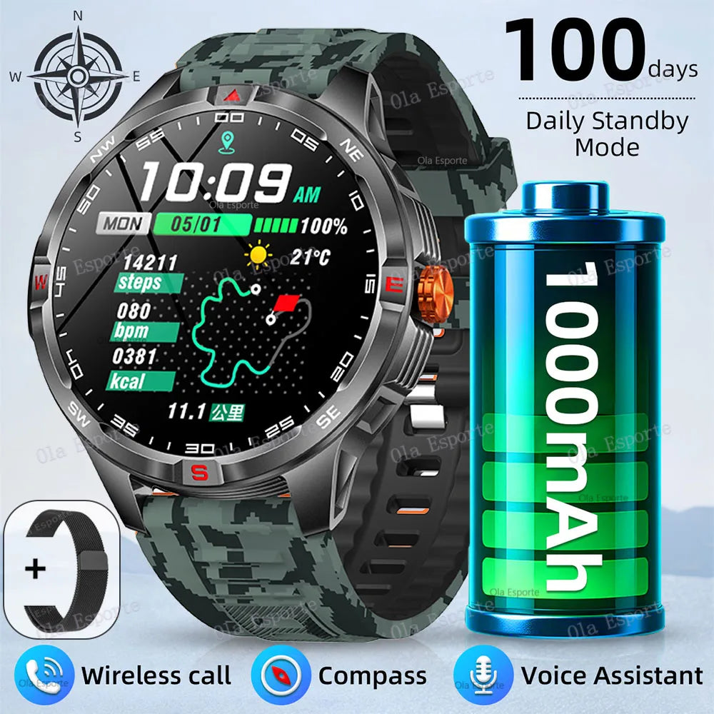 Smart Watch  Compass Waterproof Health Sleep Monitoring Large Battery Capacity