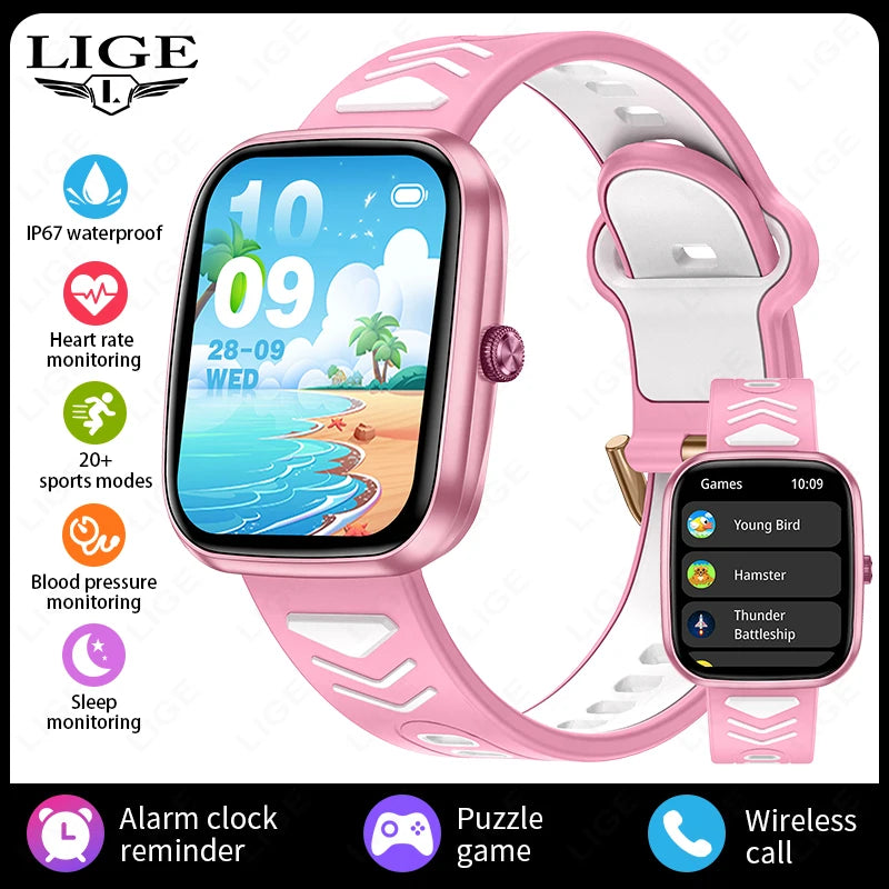 LIGE  Kids Smart Watch Child HD Touch Screen Games Smartwatch