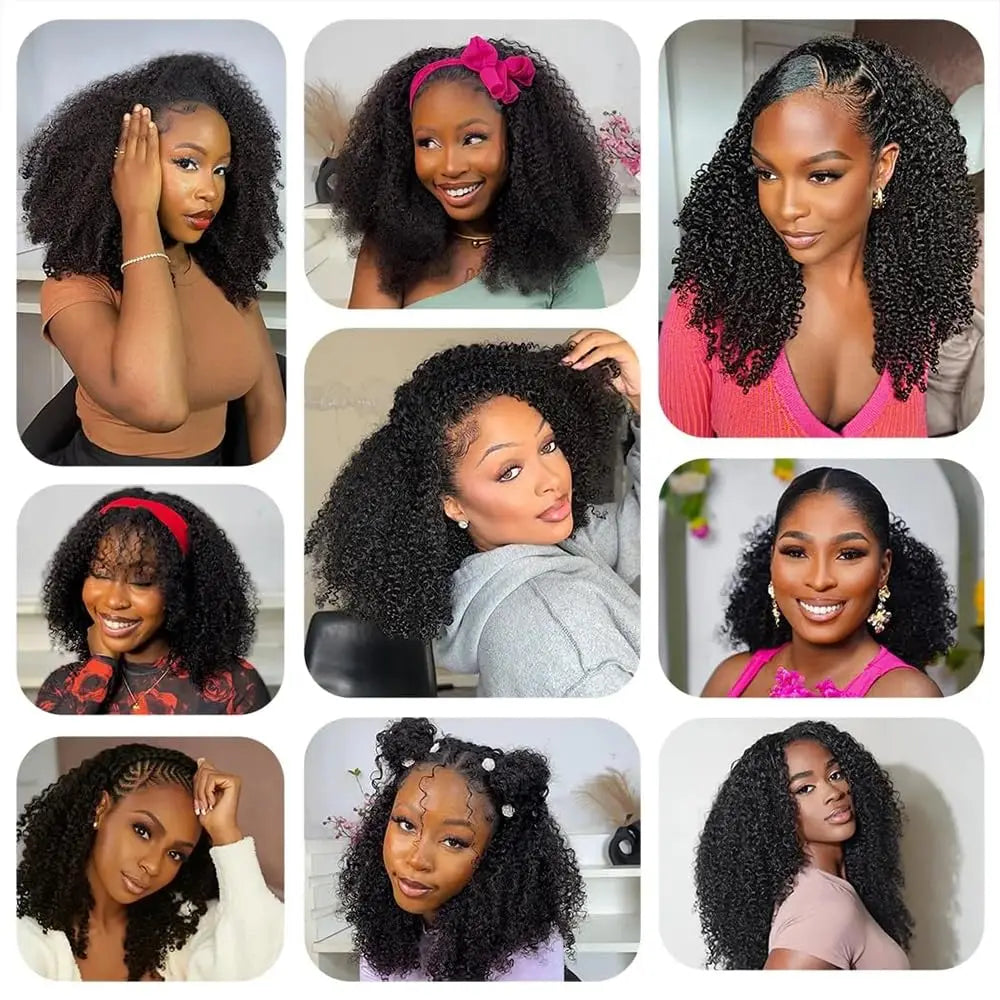 Kinky Curly Flip Over Human Hair Wig 3in1