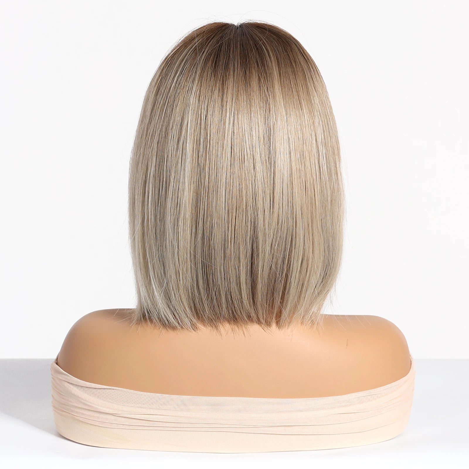 Light Brown Blonde Synthetic Wigs with Bangs for Women