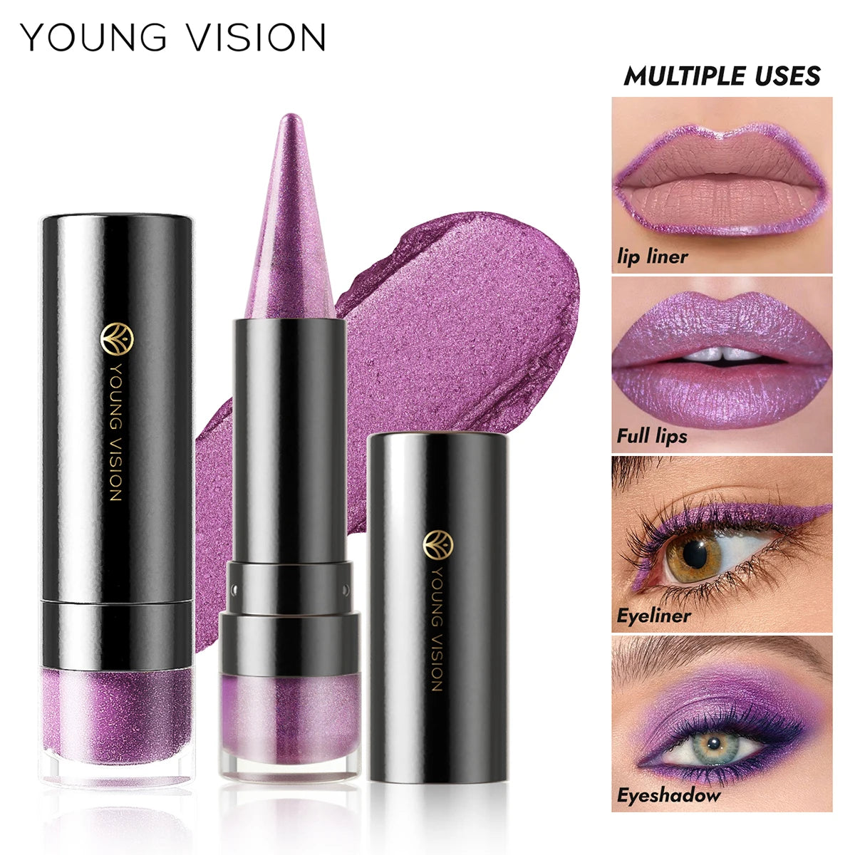 YOUNG VISION Six-Shade Matte Pearl Shimmer Dual-Effect Lipstick Waterproof, Non-Transfer Lipstick Cosmetics