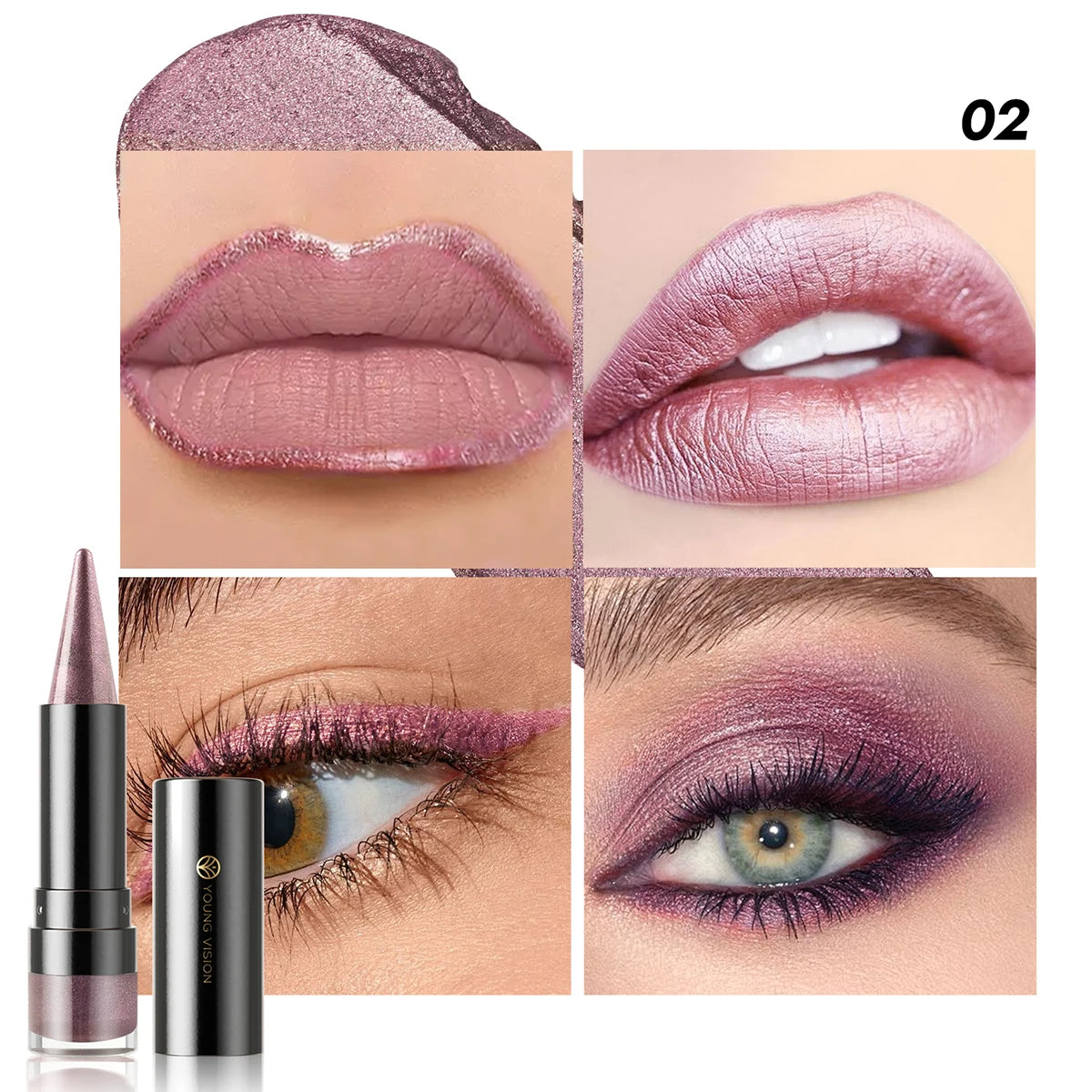 YOUNG VISION Six-Shade Matte Pearl Shimmer Dual-Effect Lipstick Waterproof, Non-Transfer Lipstick Cosmetics