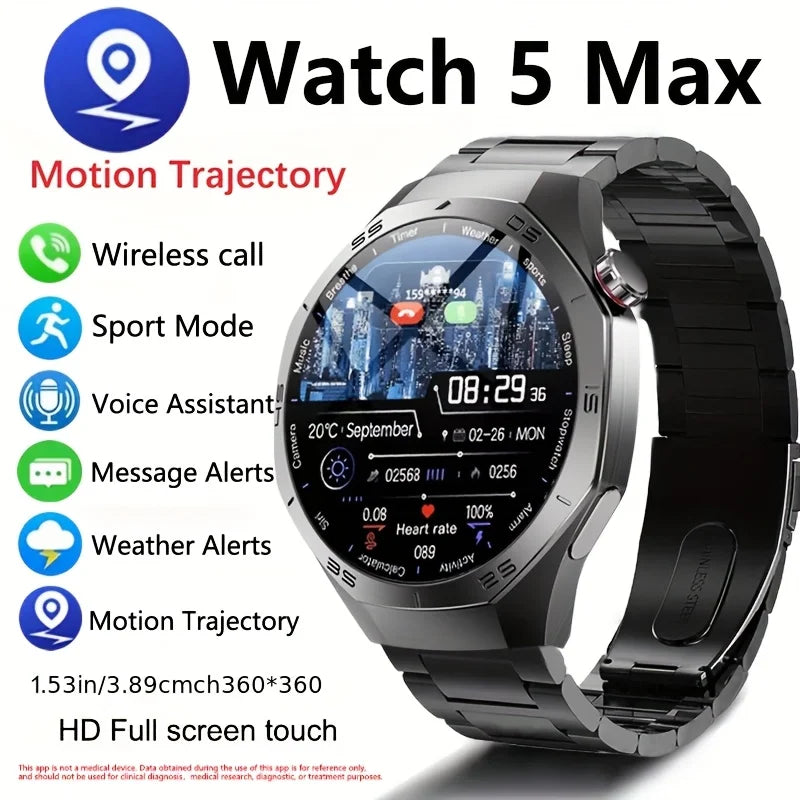 2025New For Android and ios Smart Watch Men AMOLED Screen GPS Motion