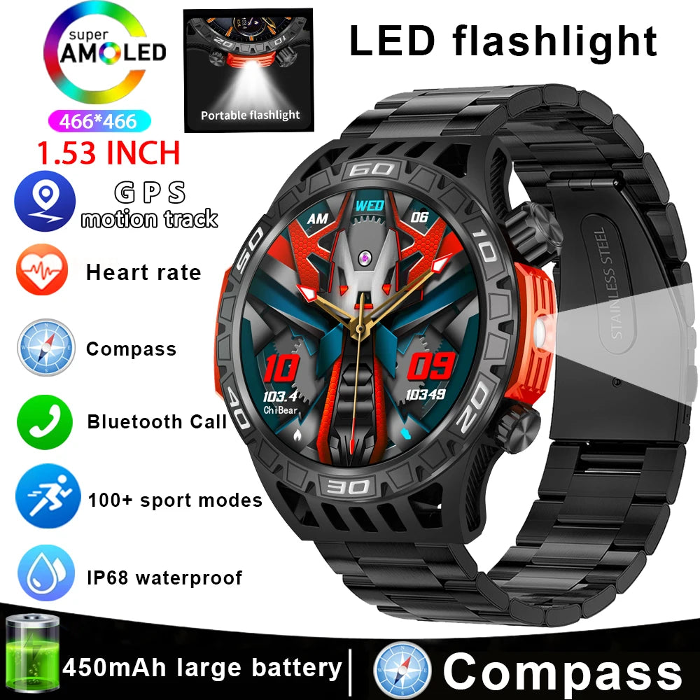 Smart Watch Men With LED Lighting Compass Sports Fitness