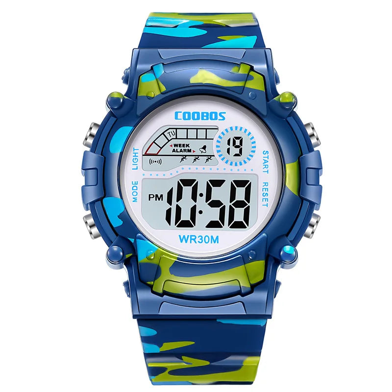 2023 New Boys Sports Military Kids Digital Watches Student Childrens Watch Fashion Luminous LED Alarm Camouflage Girls Clock