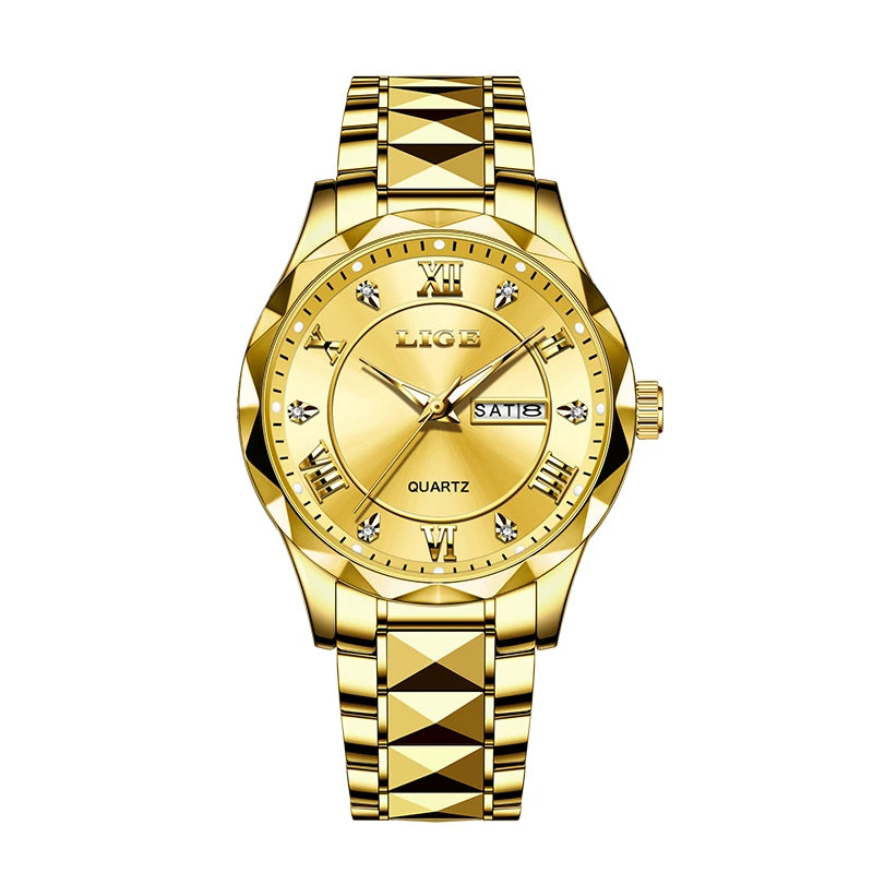 LIGE New Gold Watch Women Watches Ladies Creative Steel