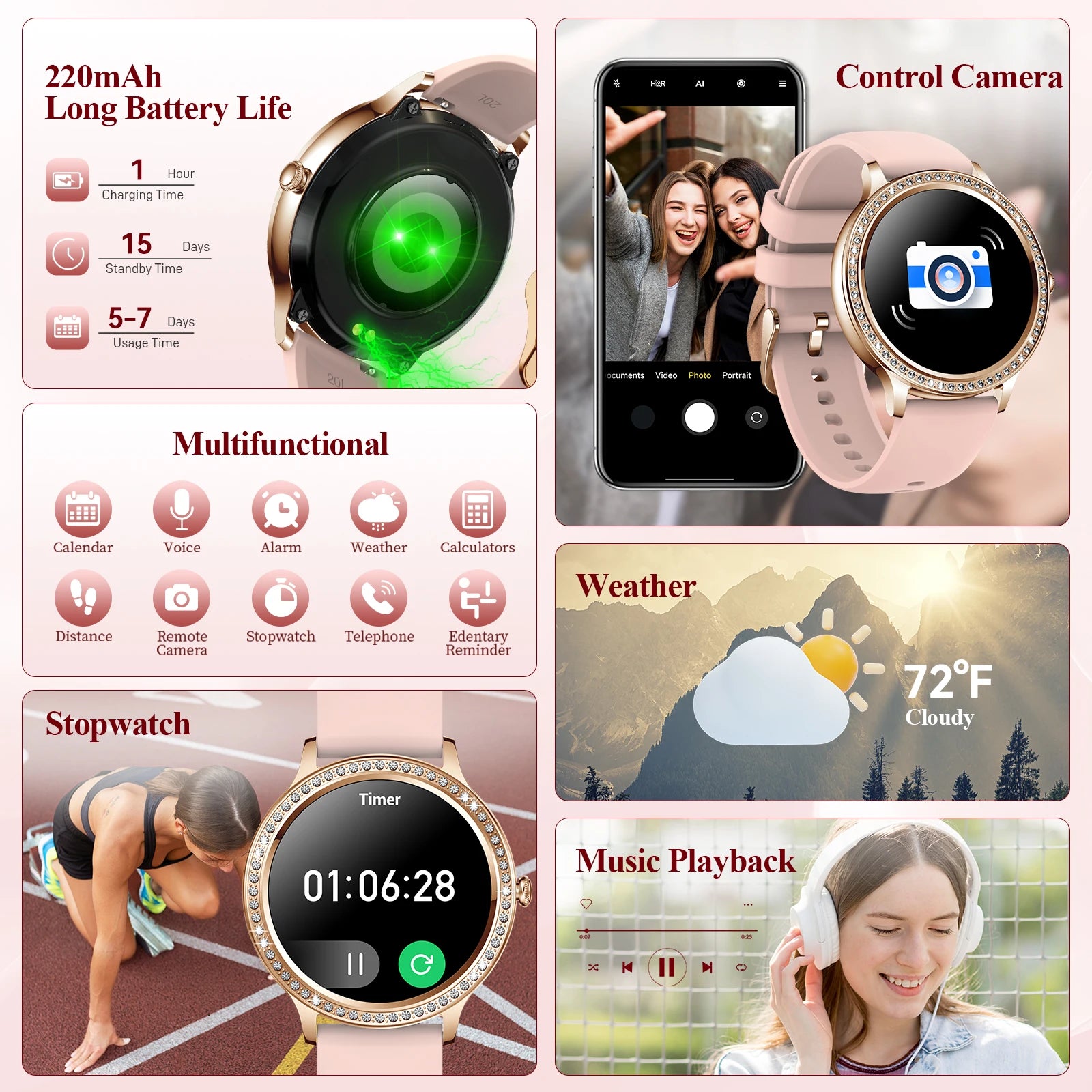 EIGIIS Smart Watch for Women 1.32” Full Touchscreen