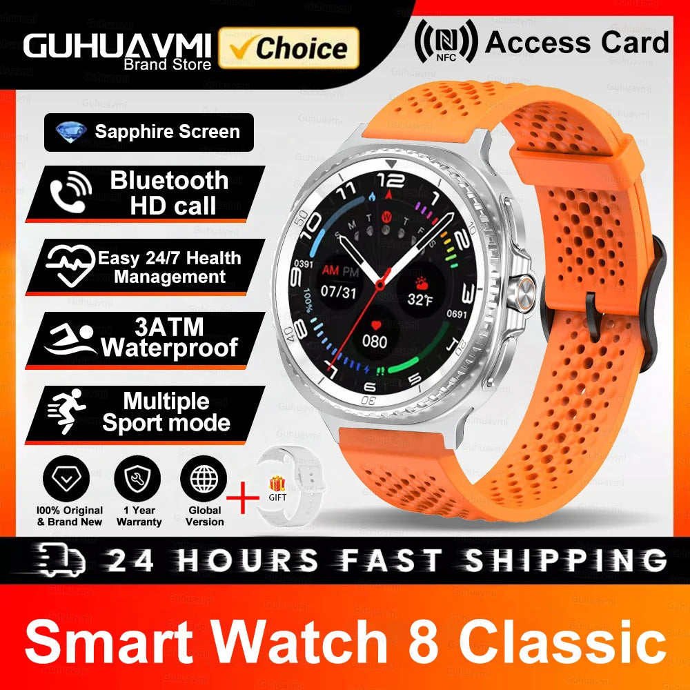 Hot SmartWatch 8 Men AMOLED Screen Bluetooth Call Watch GPS