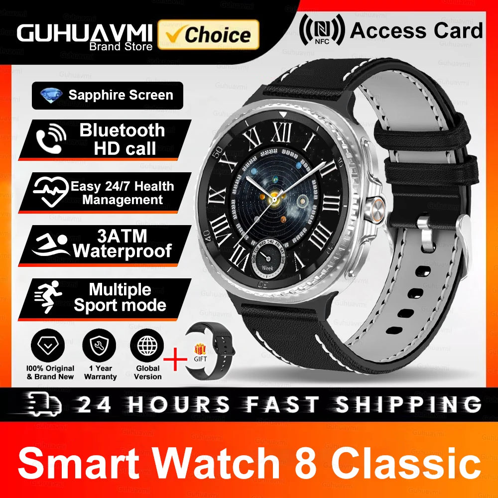 Hot SmartWatch 8 Men AMOLED Screen Bluetooth Call Watch GPS