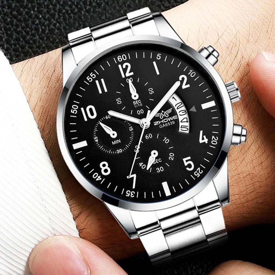 Men Business Watches Fashion Steel Band Male's Quartz Watch Calendar Watch Relogio Masculino Reloj Hombre
