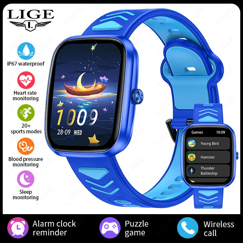 LIGE  Kids Smart Watch Child HD Touch Screen Games Smartwatch