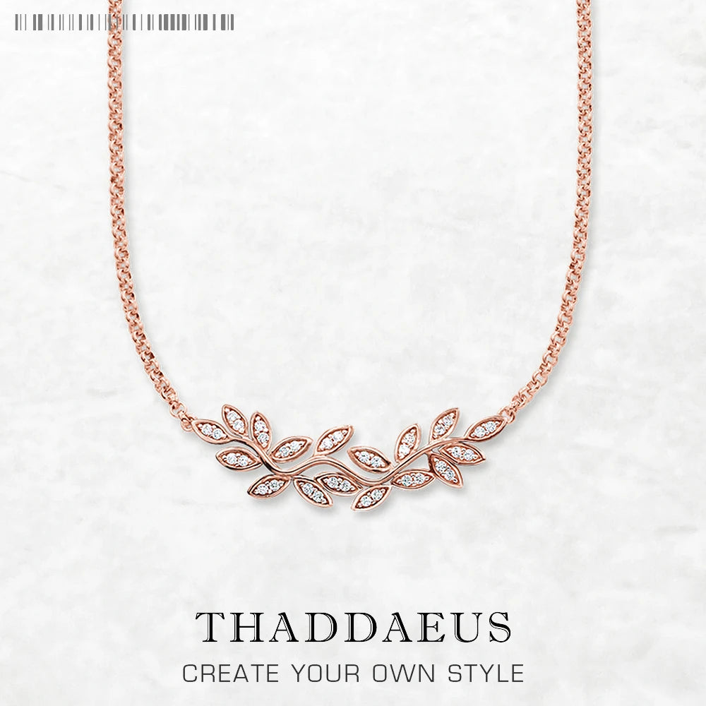 Necklace Tendrils Leaves New Link Chain Fine Jewelry Europe 925 Stering Silver Romantic Gift For Women