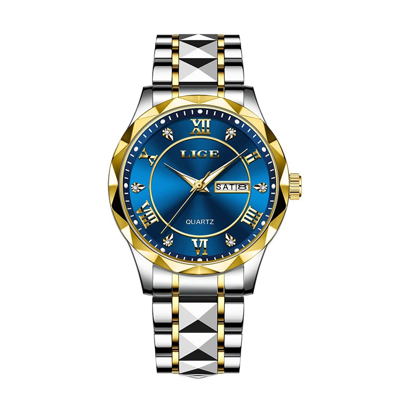 LIGE New Gold Watch Women Watches Ladies Creative Steel