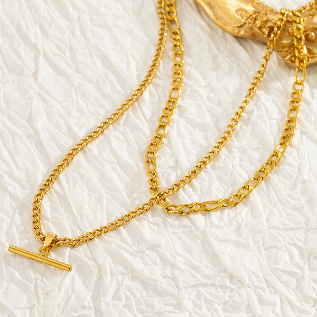 Layered Necklace for Women Minimalist Stackable - 18K Gold