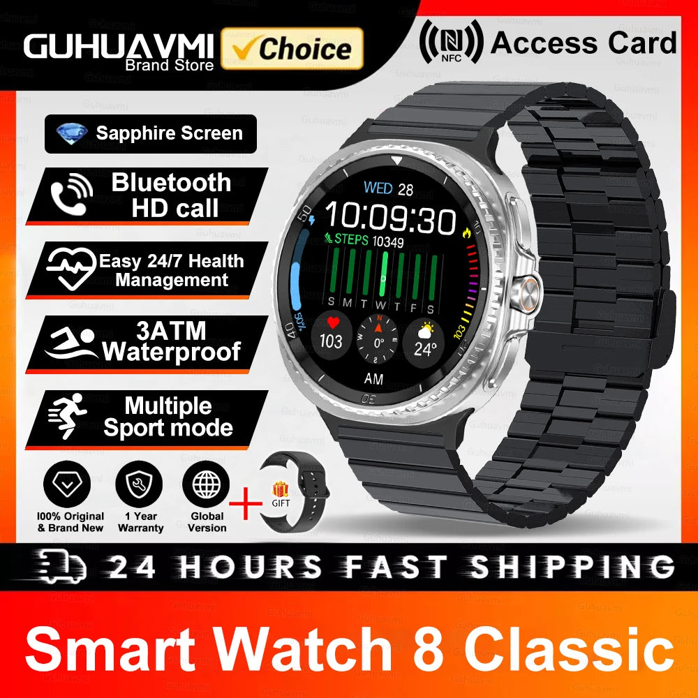 Hot SmartWatch 8 Men AMOLED Screen Bluetooth Call Watch GPS