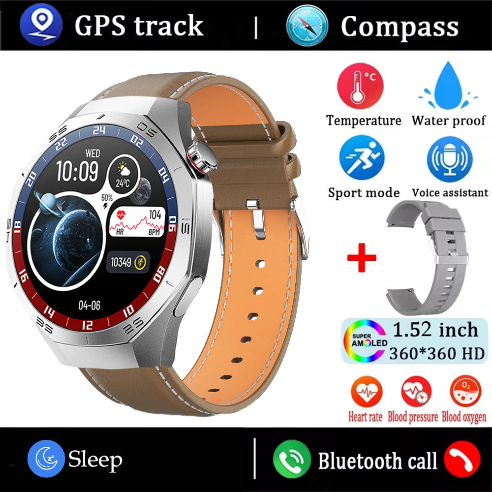 2025New For Android and ios Smart Watch Men AMOLED Screen GPS Motion