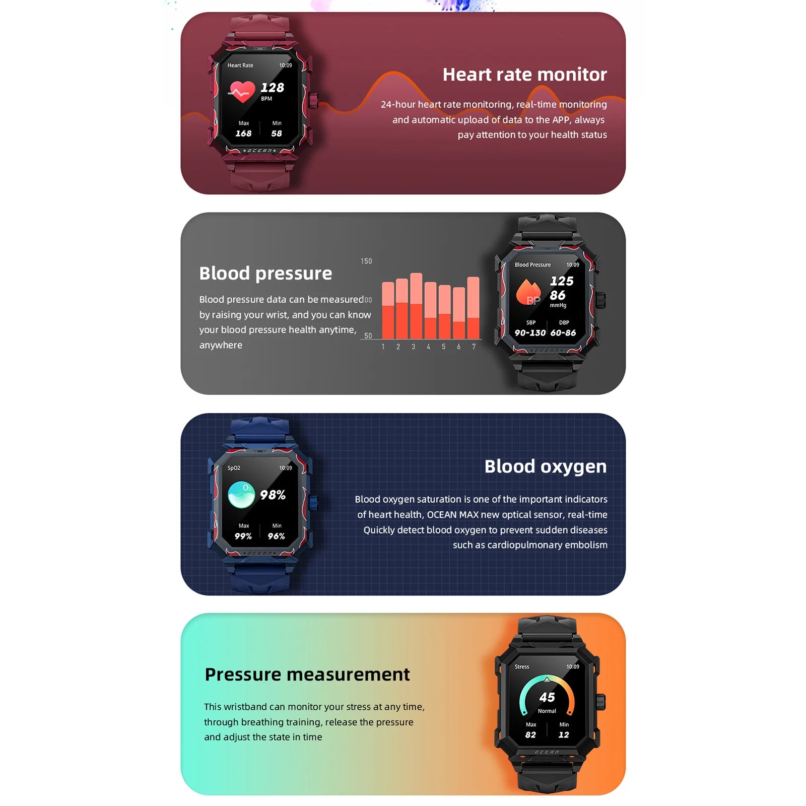 Smart Bracelet Sports Watch 1.96-Inch TFT LCD