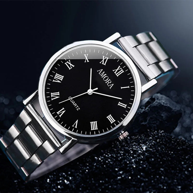 Men's Watch Fashion Casual Quartz Watches Steel Band Wrist Watches Silver Elegant Man Atmosphere Mens Watch Reloj Hombre