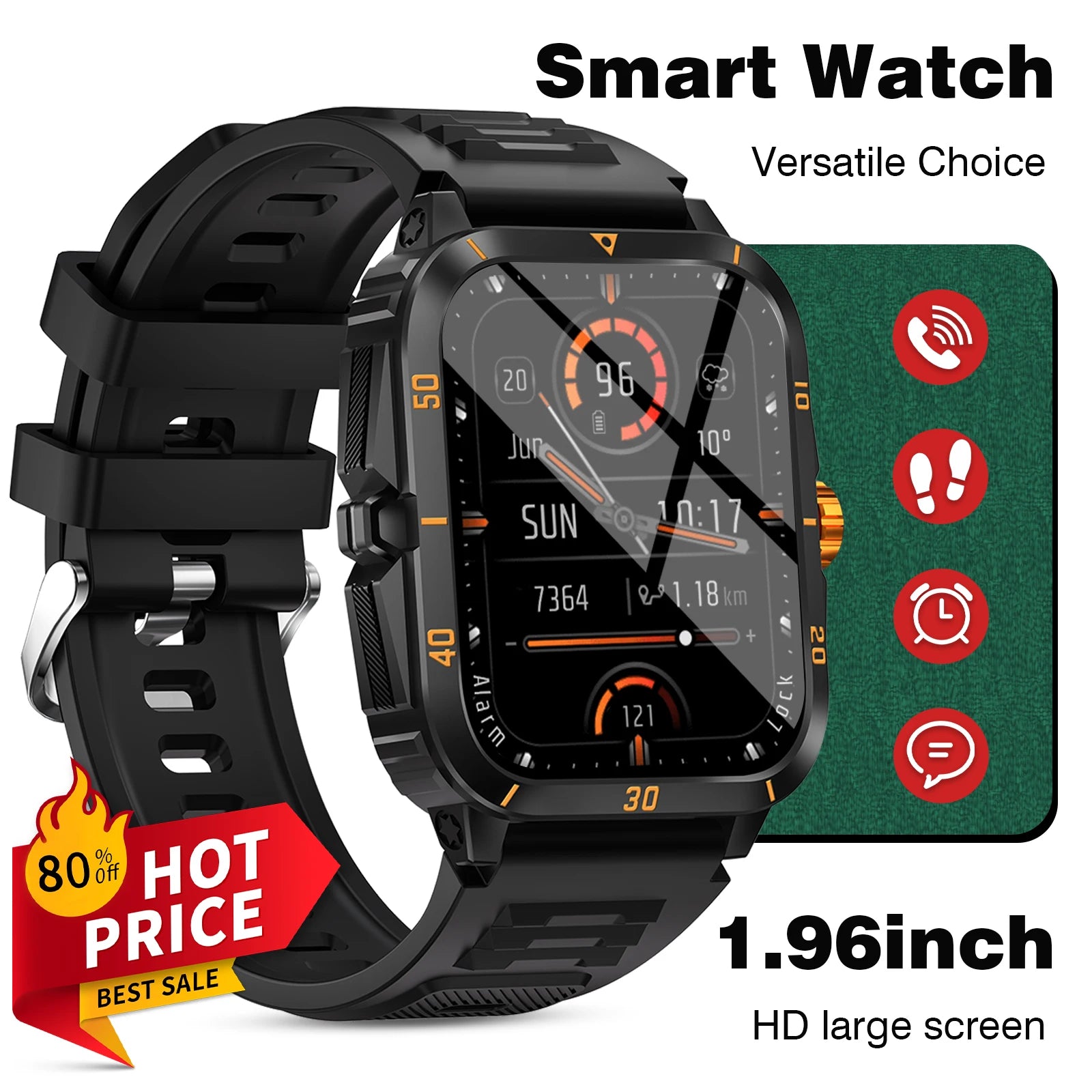 Popular new smartwatch, HD full touch display, wireless calls, message