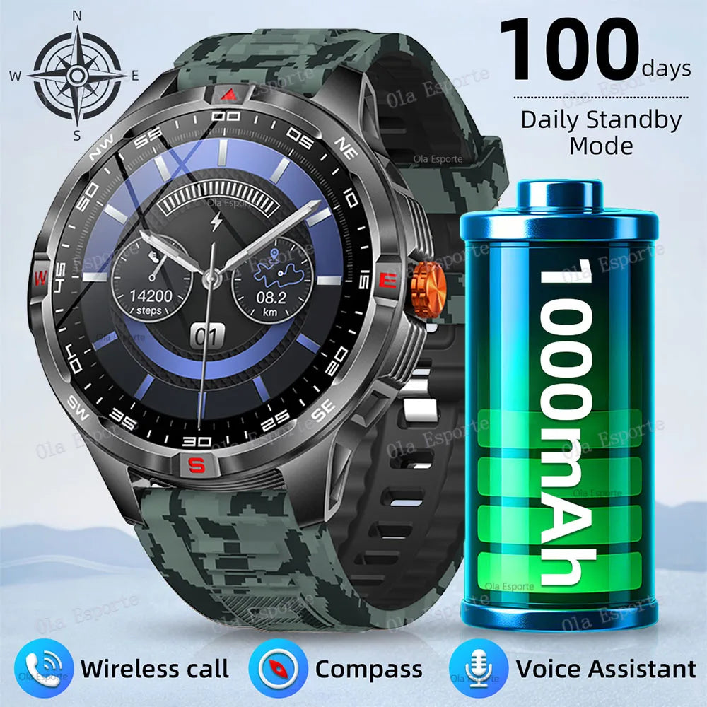 Smart Watch  Compass Waterproof Health Sleep Monitoring Large Battery Capacity