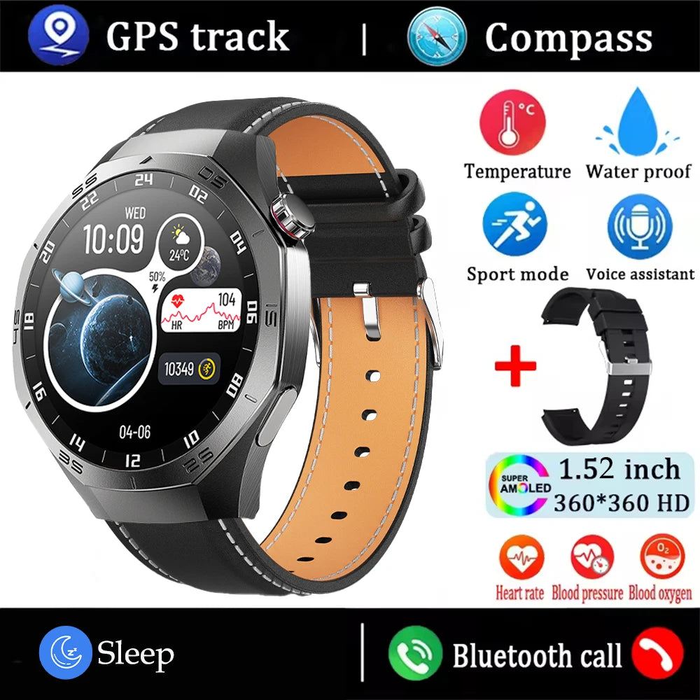 2025New For Android and ios Smart Watch Men AMOLED Screen GPS Motion
