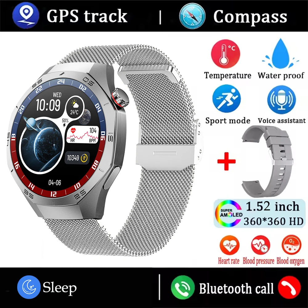 2025New For Android and ios Smart Watch Men AMOLED Screen GPS Motion