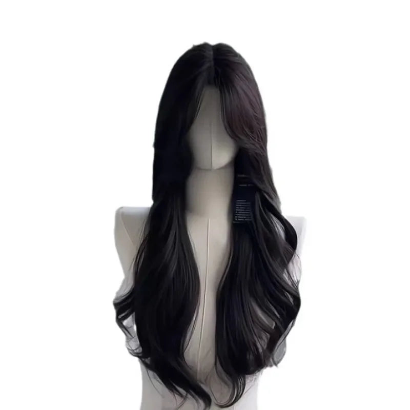 women's long hair black simulated hair new fashionable wig